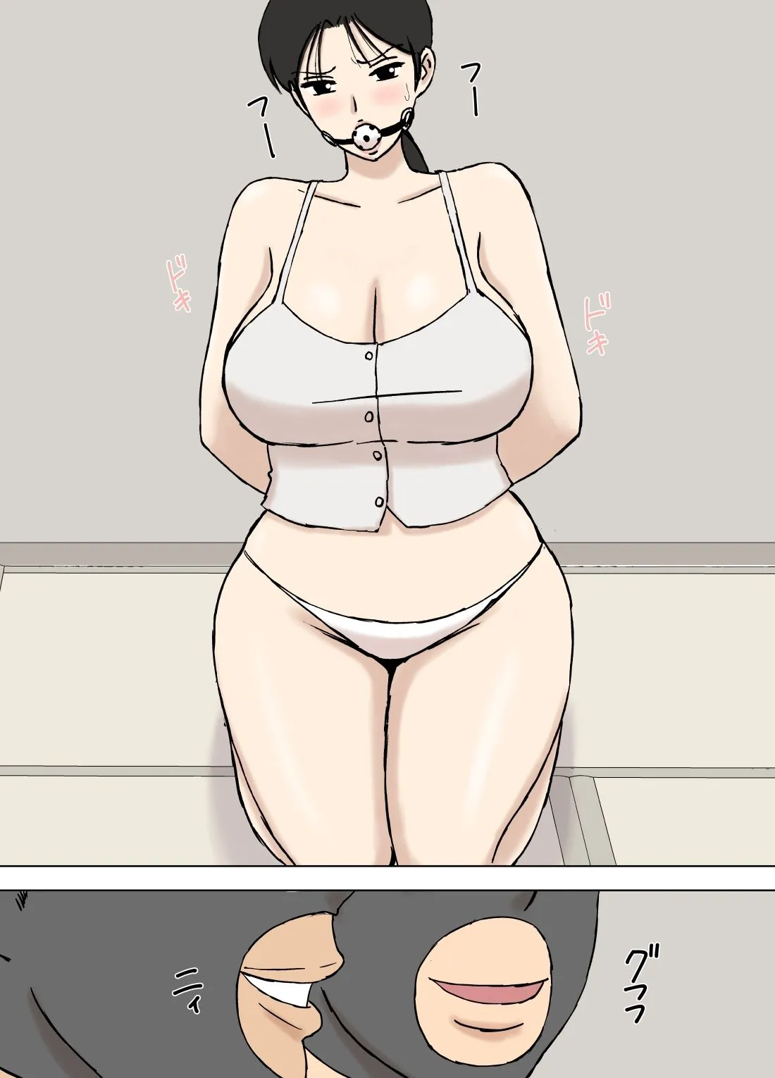 ボールギャグの爆乳子持ち妻